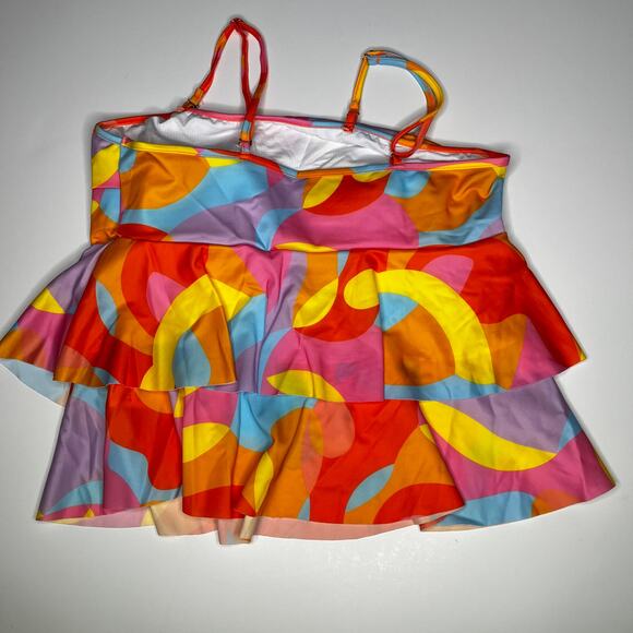 Soly Hux Tankini Ruffle Geometric Neon Swimsuit New Large - Picture 3 of 13
